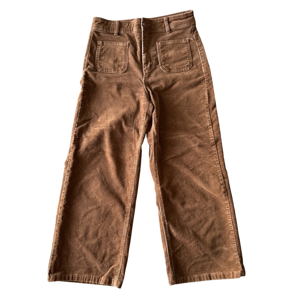OAT New York Oat Brown Corduroy Pants Women's Ribbed Wide Leg Fall Size 10